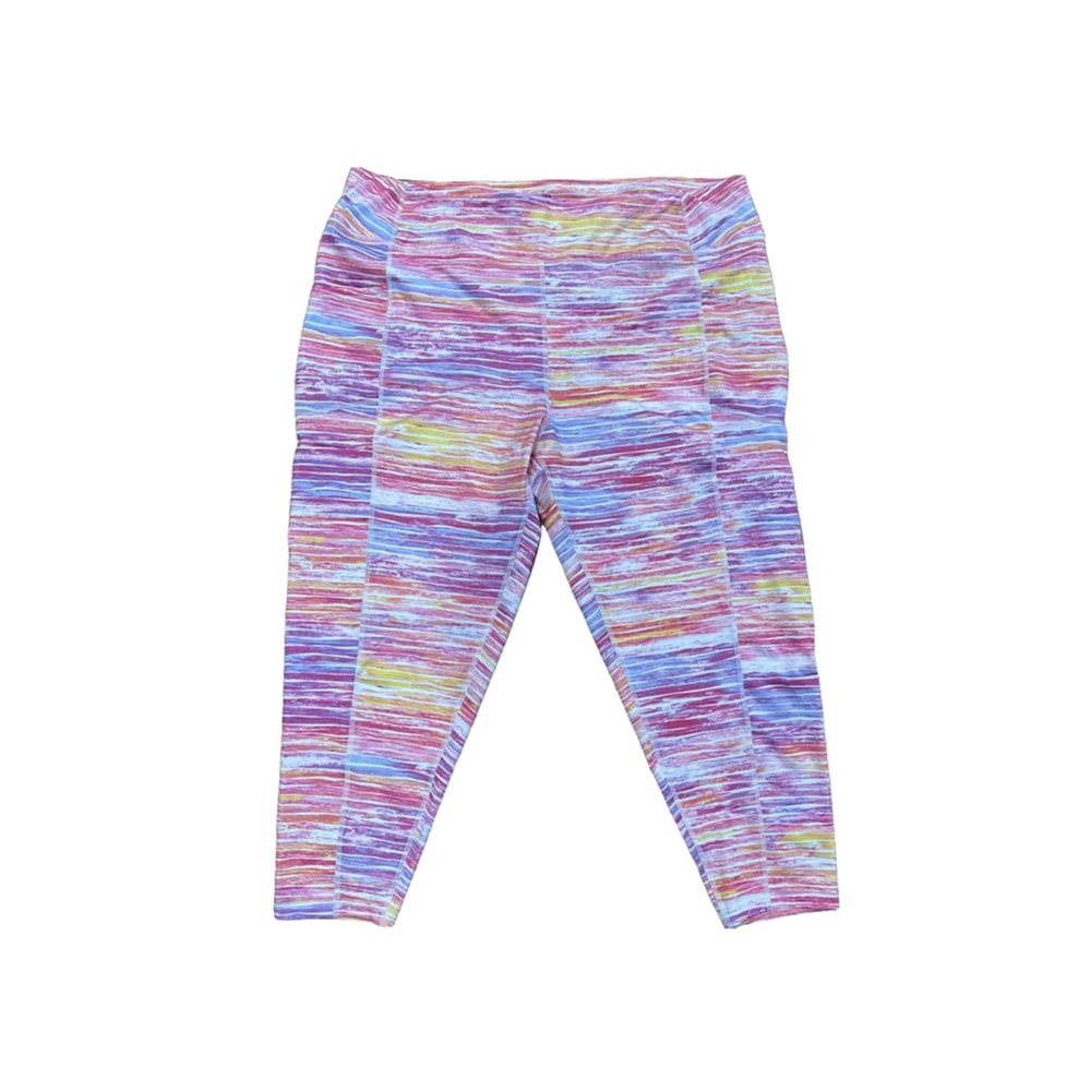 Women's Pro Player Leggings Size 3X Pink Yellow Athl